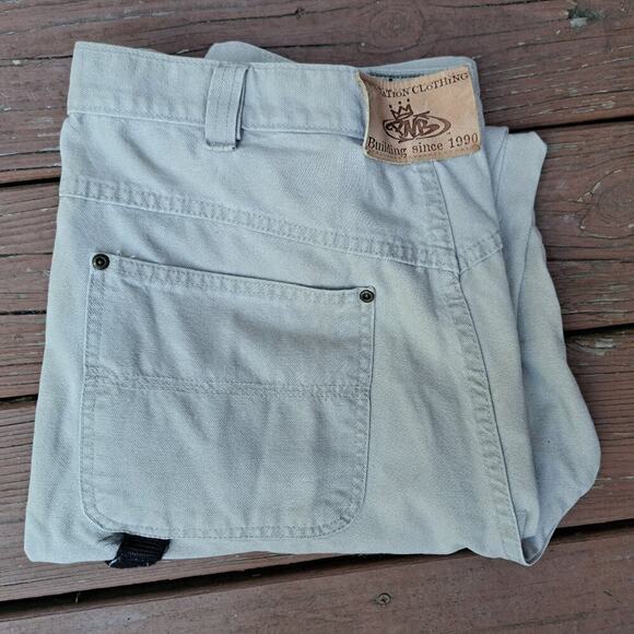 Vintage PNB Nation Clothing Carpenter Cargo pants 34X34 Men Baggy Y2K Kaki Hip H - Picture 11 of 13